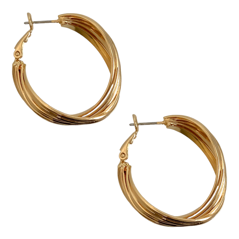 HOOP EARRINGS - TWISTED & STACKED - GOLD 
