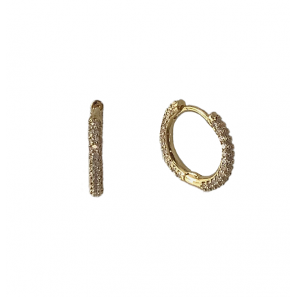 3MM GOLD DIPPED CUBIC ZIRCONIA MINI HOOP EARRINGS 