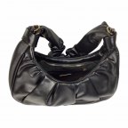 LEATHER SCRUNCH & SHOULDER STRAP HANDBAG - BROWN