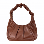 LEATHER SCRUNCH & SHOULDER STRAP HANDBAG - BROWN
