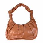 LEATHER SCRUNCH & SHOULDER STRAP HANDBAG - CAMEL