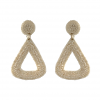STATEMENT TRIANGLE SEED BEAD HOOP EARRINGS - IVORY