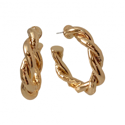 GOLD HOOP EARRINGS - THICK TWIST 