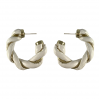 RETRO METAL & LEATHER HOOPS - WHITE