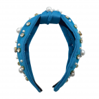 PEARL & CZ HEART & CIRCLE HEADBAND - BLUE
