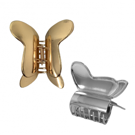 SET OF 2 BUTTERFLY HAIRCLIPS - GOLD & SILVER