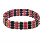 TWO TONE & GOLD BEADED STRETCH BRACELET SET - RED & BLACK