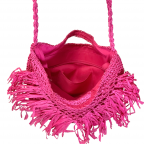 STRAW CROCHET FRINGE CROSSBODY BAG - RUST