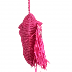 STRAW CROCHET FRINGE CROSSBODY BAG - RUST