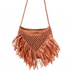 STRAW CROCHET FRINGE CROSSBODY BAG - RUST
