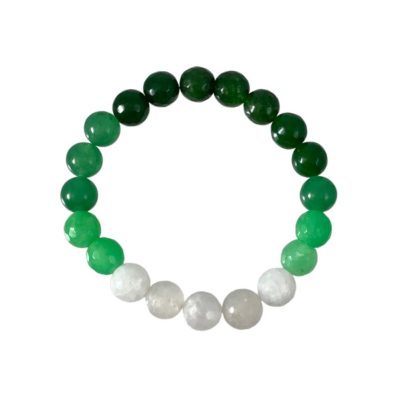 MULTICOLORED CRYSTAL BEADS STRETCH BRACELET - GREEN