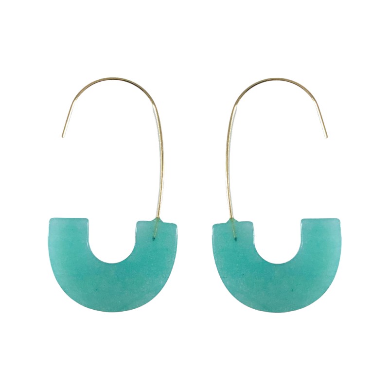 QUARTZ U HOOP DROP EARRINGS - MINT 