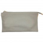 TEXTURED VEGAN LEATHER CLUTCH/CROSSBODY - LIGHT GREY