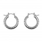 SILVER TWIST SHINY HOOP EARRINGS 
