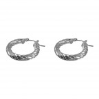 SILVER TWIST SHINY HOOP EARRINGS 