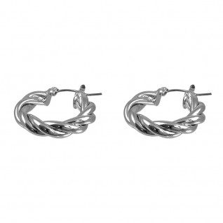 SILVER TWIST SHINY HOOP EARRINGS 