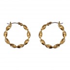 GOLD TWIST THIN SHINY HOOP EARRINGS 