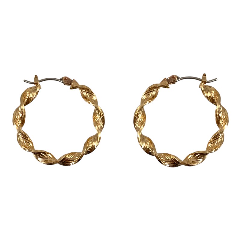 GOLD TWIST THIN SHINY HOOP EARRINGS 