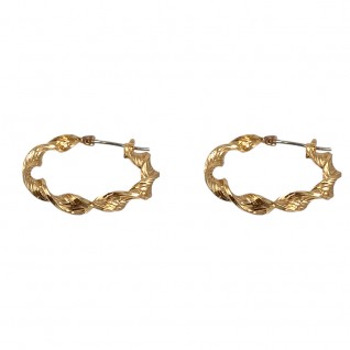 GOLD TWIST THIN SHINY HOOP EARRINGS 