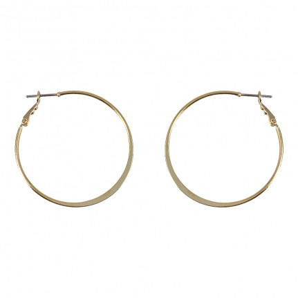 GOLD DIPPED FLAT SHINY HOOP EARRINGS - GOLD
