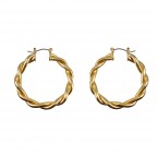 GOLD TWIST SHINY HOOP EARRINGS 