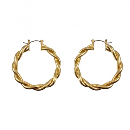 GOLD TWIST SHINY HOOP EARRINGS 