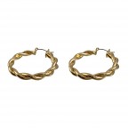 GOLD TWIST SHINY HOOP EARRINGS 