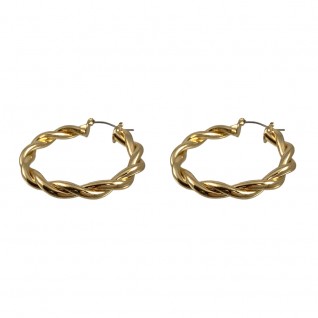 GOLD TWIST SHINY HOOP EARRINGS 