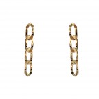 GOLD DIPPED CHAIN LINK HAMMERED EARRINGS 