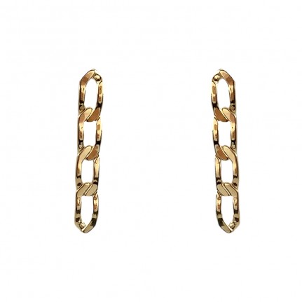GOLD DIPPED CHAIN LINK HAMMERED EARRINGS 