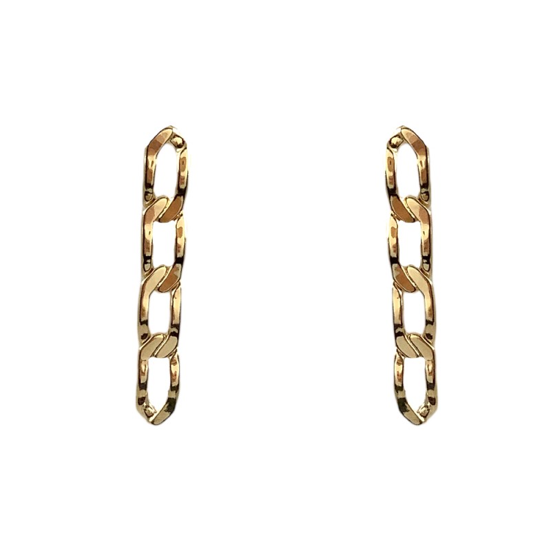 GOLD DIPPED CHAIN LINK HAMMERED EARRINGS 