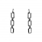 SILVER CHAIN LINK FACETED EARRINGS 