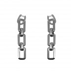 SILVER CHAIN LINK FACETED EARRINGS 