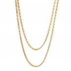 LAYERED TEXTURED FLAT LINK NECKLACE - GOLD