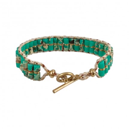 STONE BEADED TOGGLE BRACELET - MINT