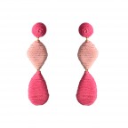 ROPE WRAPPED DANGLE EARRINGS - PINK 