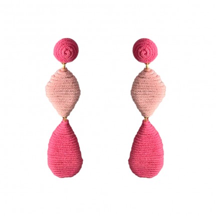 ROPE WRAPPED DANGLE EARRINGS - PINK 