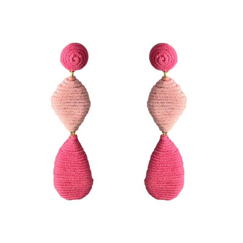 ROPE WRAPPED DANGLE EARRINGS - PINK 