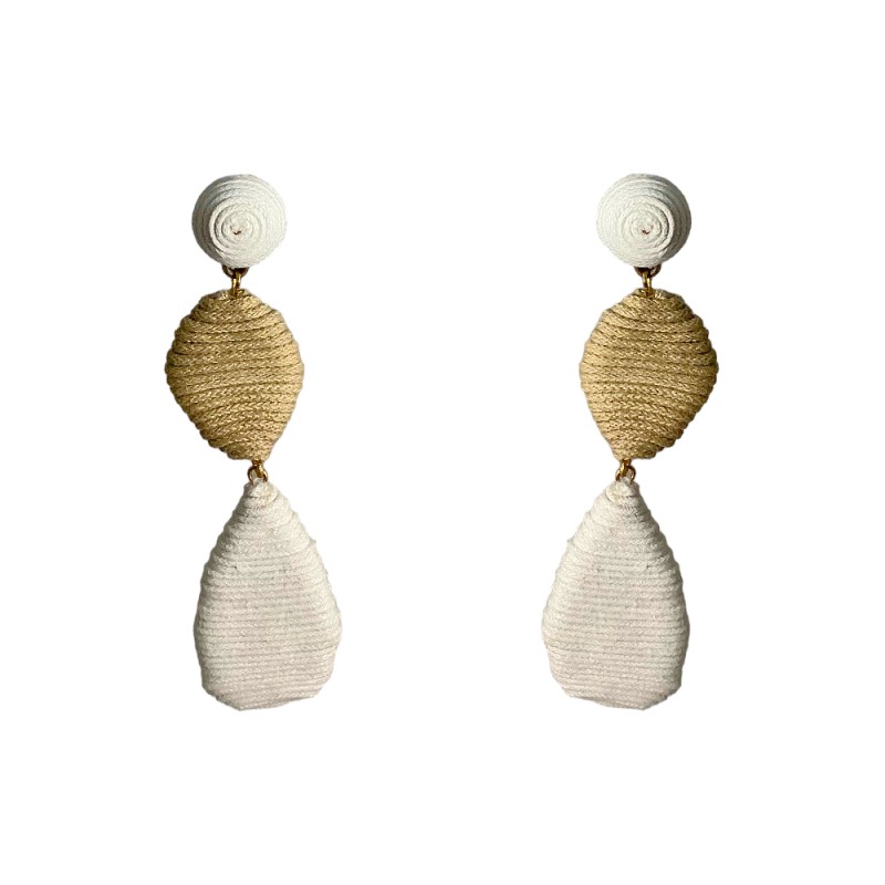 ROPE WRAPPED DANGLE EARRINGS - IVORY 
