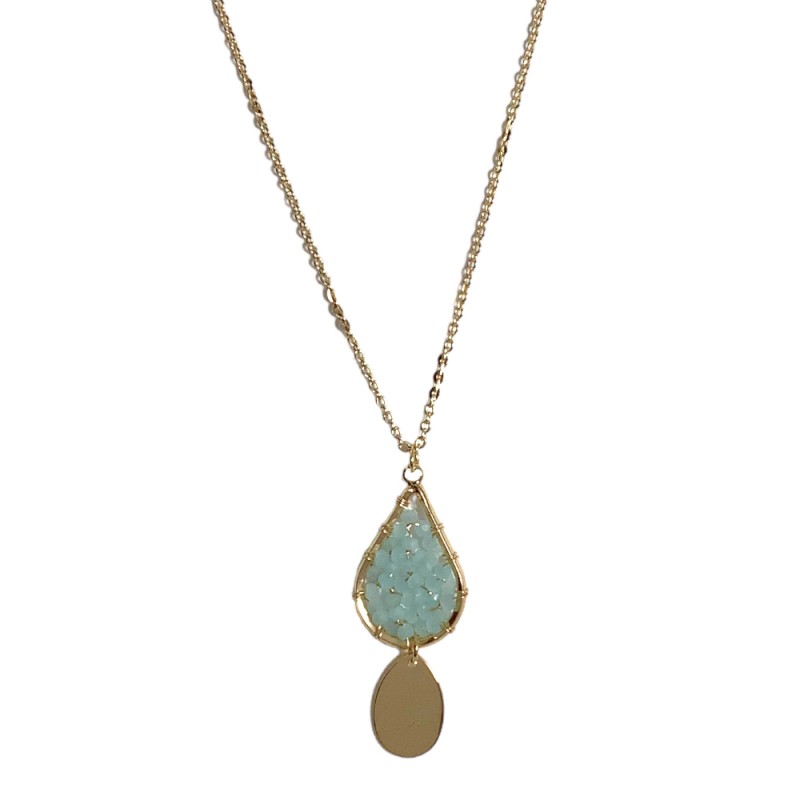 PENDANT CRYSTAL NECKLACE - LIGHT BLUE
