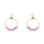 AGATE STONE HOOP EARRINGS - HOT PINK