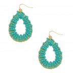 CRYSTAL BEADED TEARDROP HOOP EARRINGS - TURQUOISE