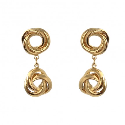 DROP GOLD CIRCLE SWIRL EARRINGS 