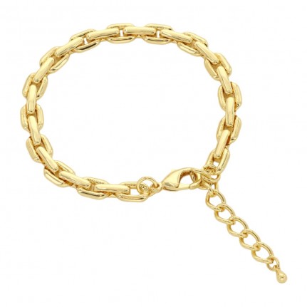 GOLD LINK CHAIN BRACELET - THICK LINKS DETAIL 