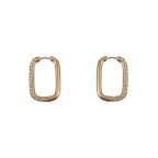 GOLD HALF PAVE CLOSED HOOP EARRINGS