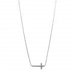 DIPPED WHITE GOLD NECKLACE - CUBIC ZIRCONIA CROSS