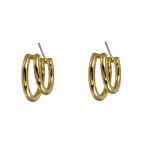 HOOP EARRINGS - DOUBLE GOLD DIPPED ROUNDED - MEDIUM