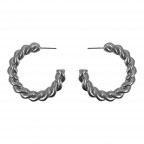 TEXTURED SILVER HOOP EARRINGS - TWIST