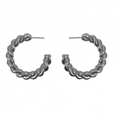 TEXTURED SILVER HOOP EARRINGS - TWIST