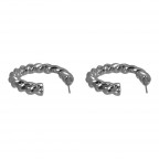 TEXTURED SILVER HOOP EARRINGS - TWIST